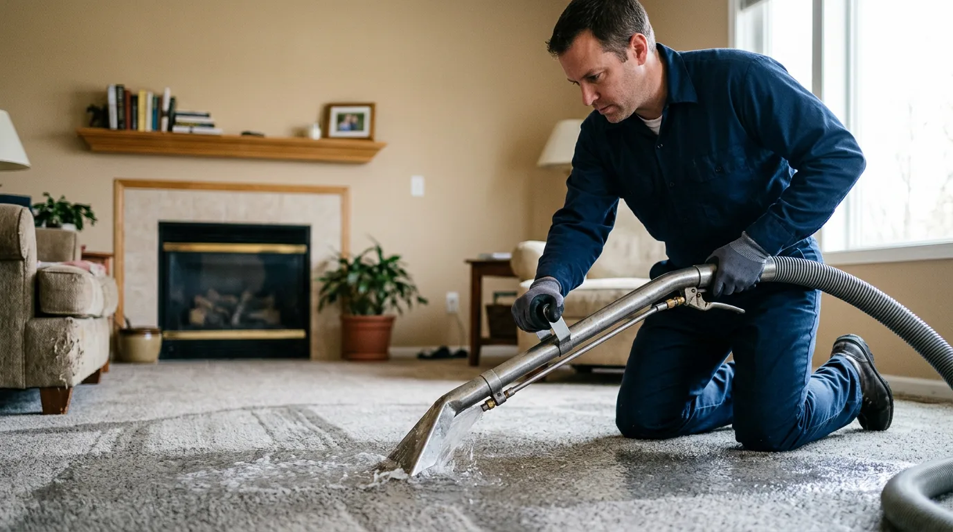 Water damage restoration technician working near Bloomfield, NJ